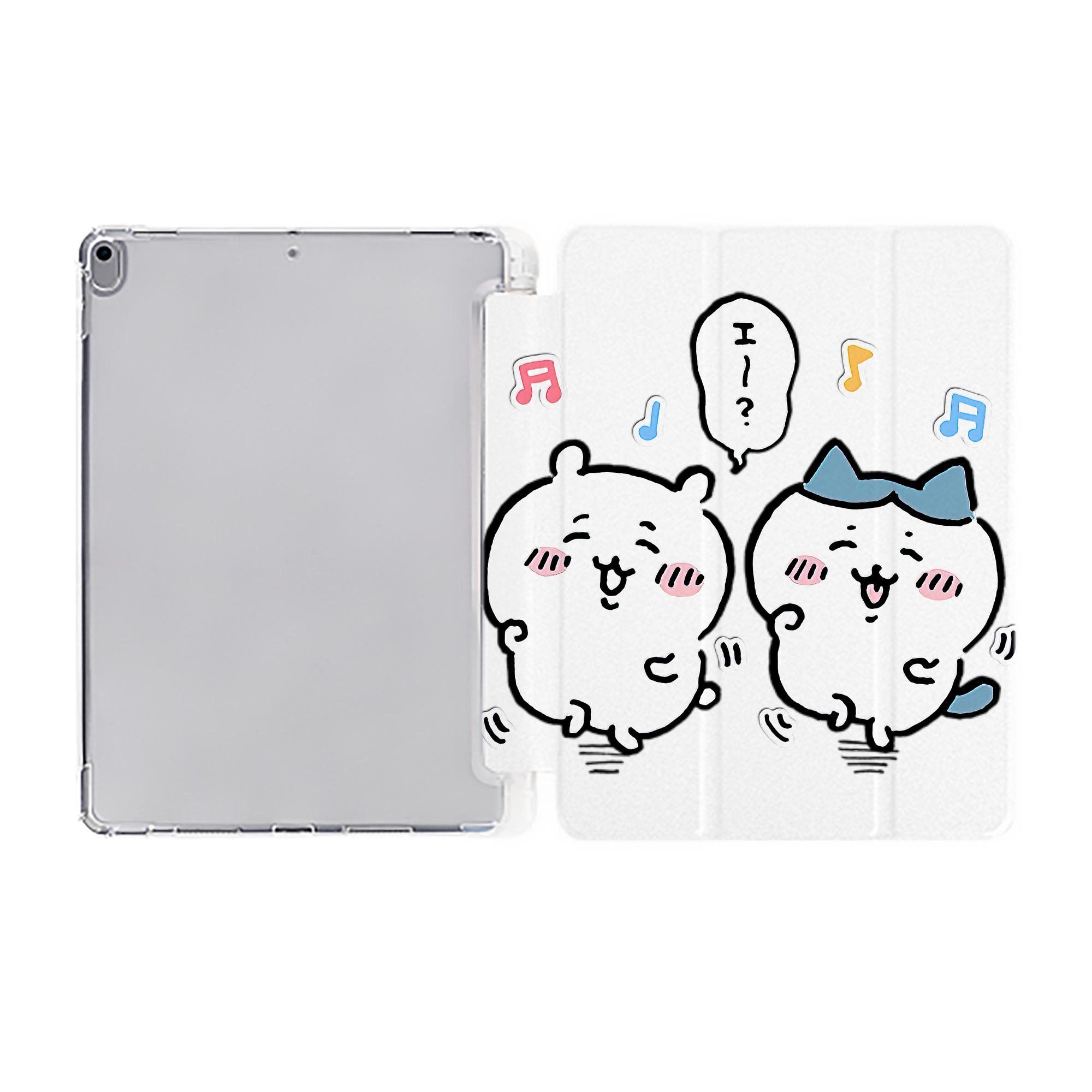 （画像用） ちいかわ ハチワレ Chii-kawa hachiware IPad ケース ペン収納付き 三つ折りスタンド PUレザー×シリコン 対応機種9.5/10.5/10.9インチ